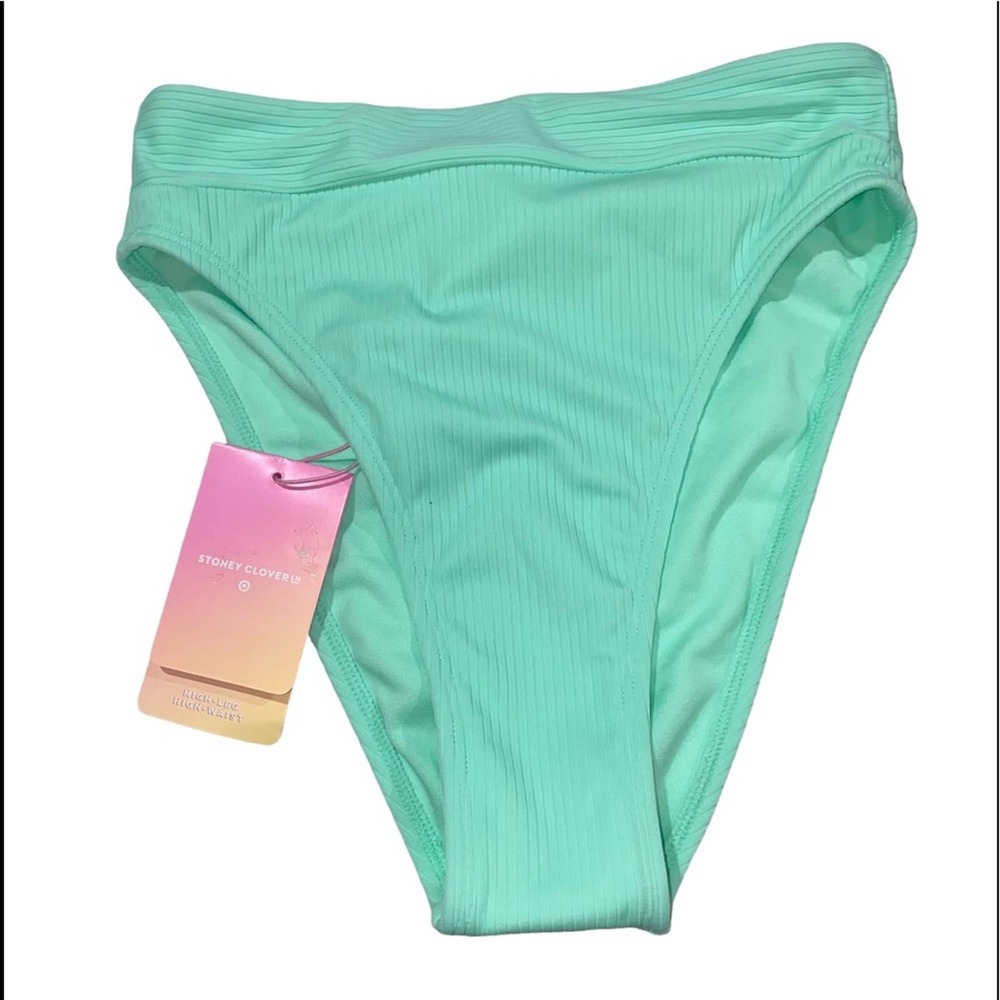 NWT Stoney Clover X Target Mint‎ Green Ribbed High Waist High Leg Bikini Bottoms
